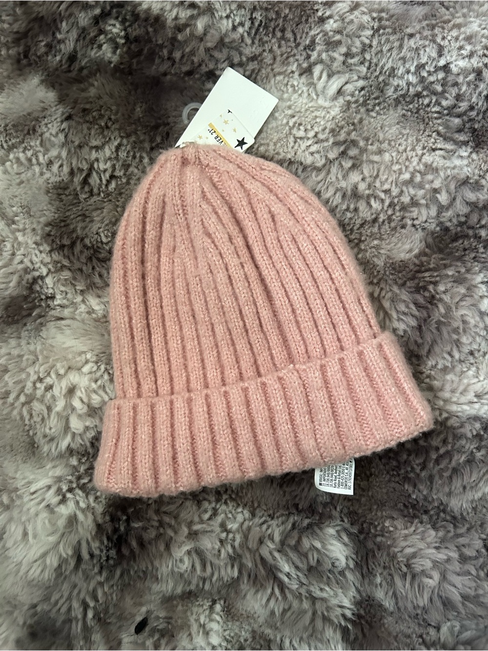 Forever 21 Pink Ribbed Knit Beanie